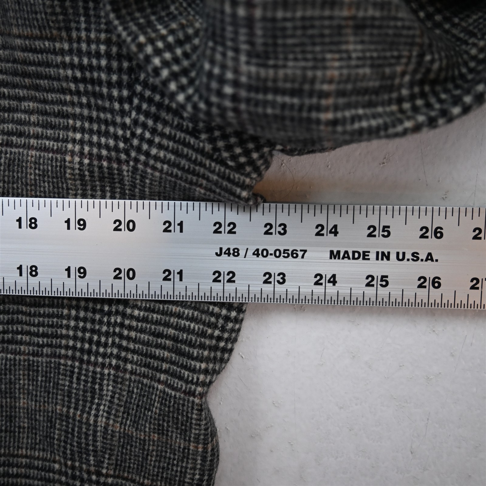 Vtg USA 42R Gray Glenn Check 100% Wool Thick Flannel Blazer Jacket Sport Coat