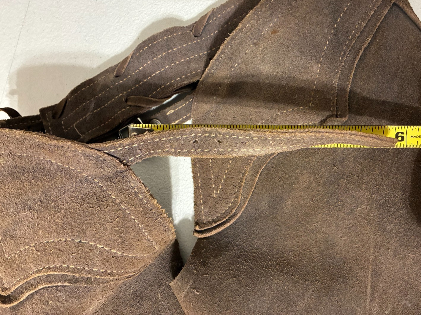Vintage Riding Chaps Leather Suede Adjustable Waist Talon Zipper Great Patina