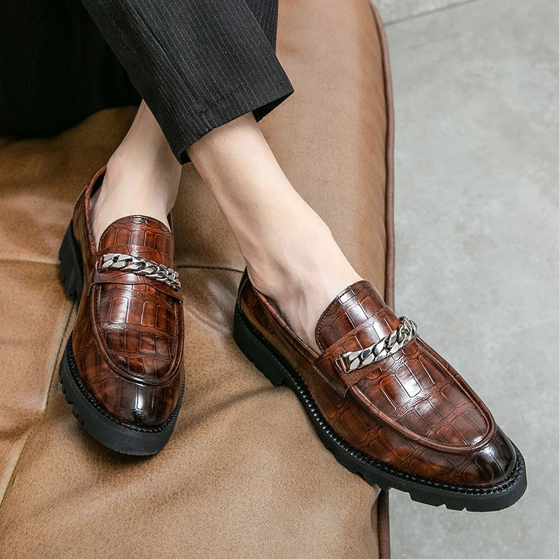 Comfortable Chain Wholesale Casual Formal Slip on Men Dress Leather Shoes