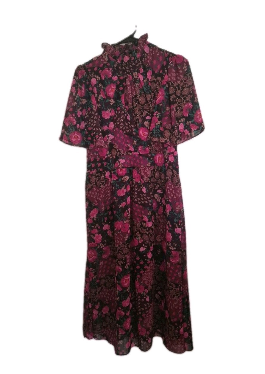 Julia Jordan Women’s Floral Dress Size 6 Midi High Neck Paisley Ruffled Lined