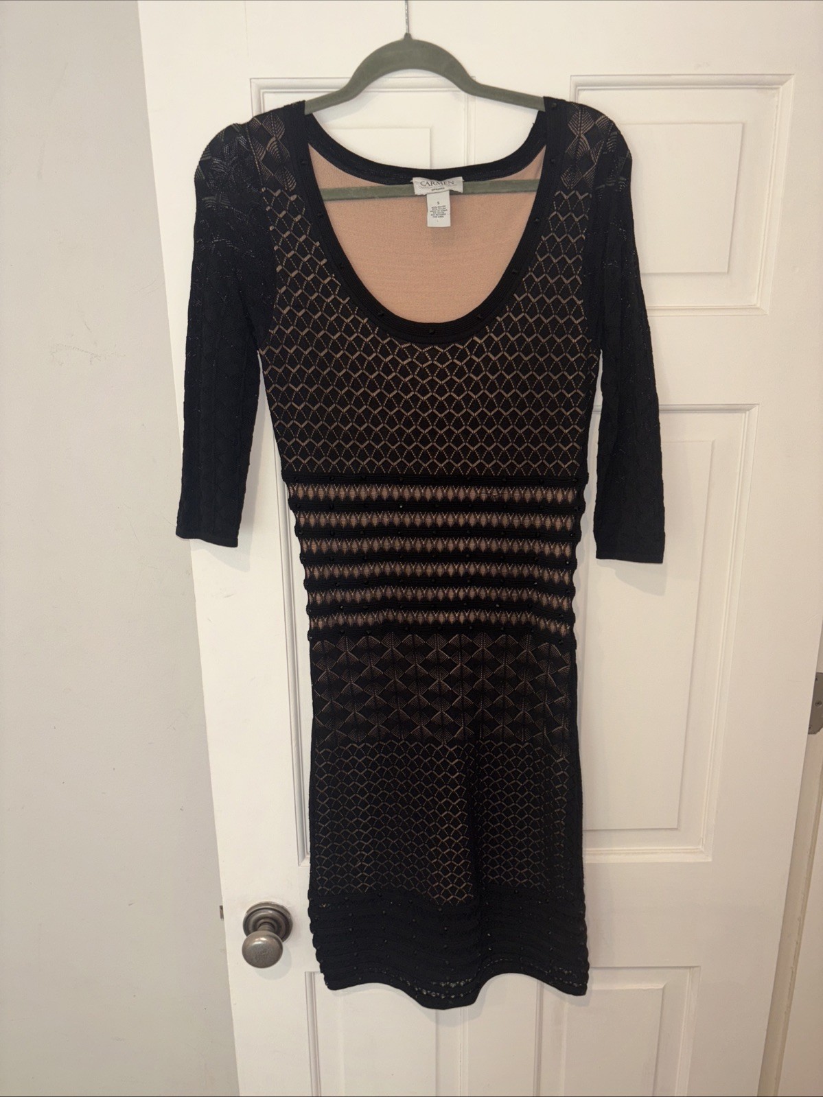 Carman Mark Valve Beaded Dress In Black