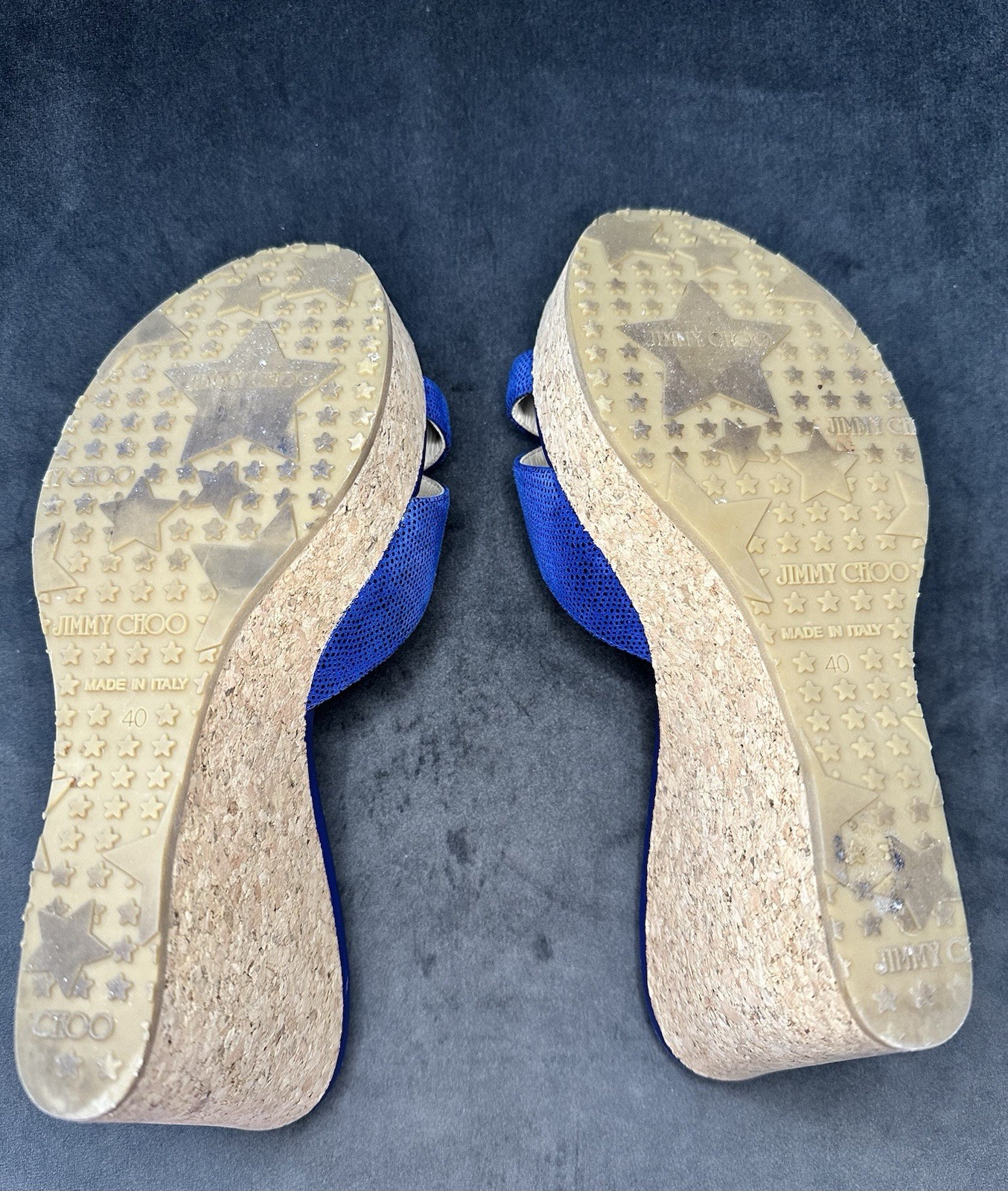 Jimmy Choo Blue Pandora Wedge Sz 9