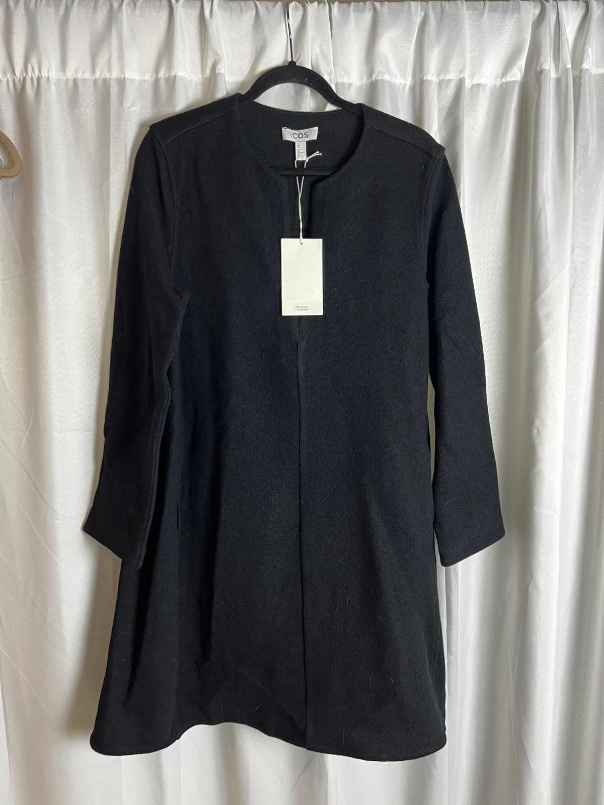 COS size medium black wool blend zip up swing dress NEW