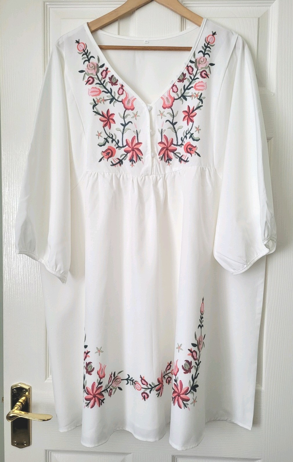Womens Size 24 5XL NWOTGS White Tunic Top 3/4 Length Sleeves Plus Size 24