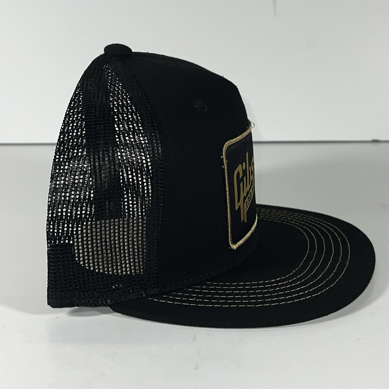 GIBSON Black Trucker Snapback Mesh Back 130 Year Anniversary Authentic Gibson