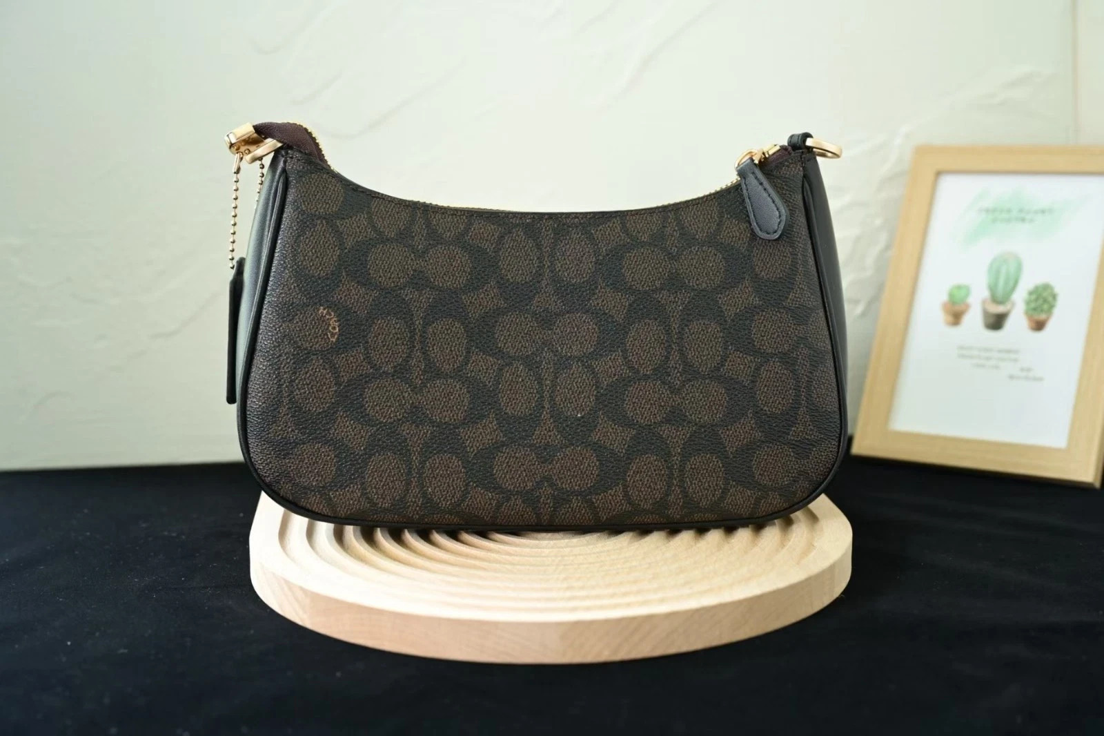 New COACH CA548 Women’s Teri Shoulder Bag In Signature Canvas Gold/Brown Black