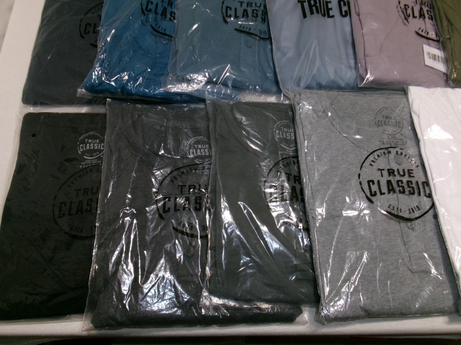 True Classic Henley Long Sleeve Tees Assorted Sizes & Colors
