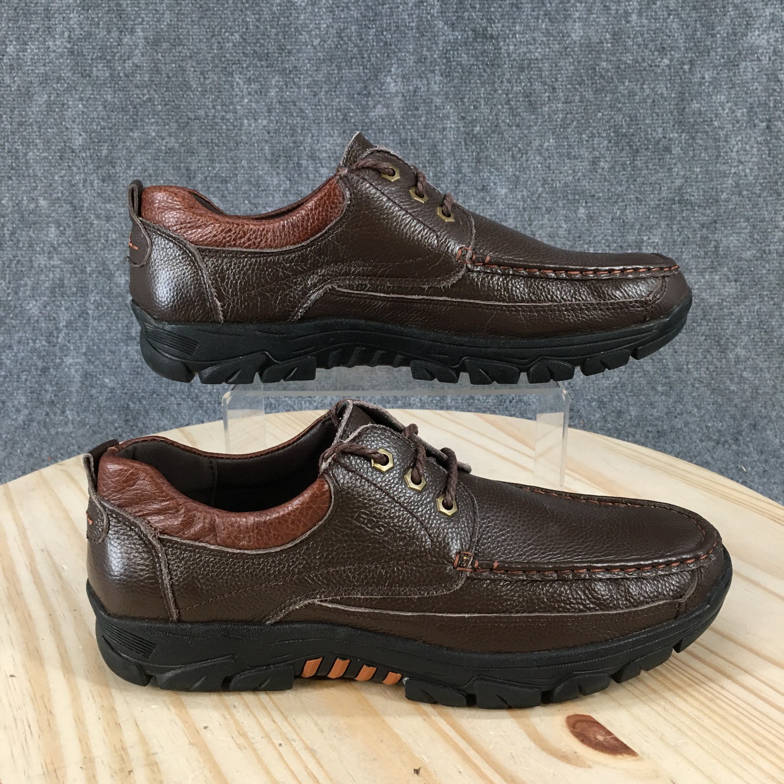 Tiestra Shoes Mens 45 Brown Casual Oxford Leather Lace Up Comfort Moc Toe Low