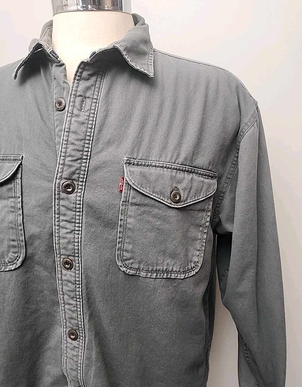Levi’s Jacket Shacket Shirt Mens XL Sherpa Lined Button Up Light Gray