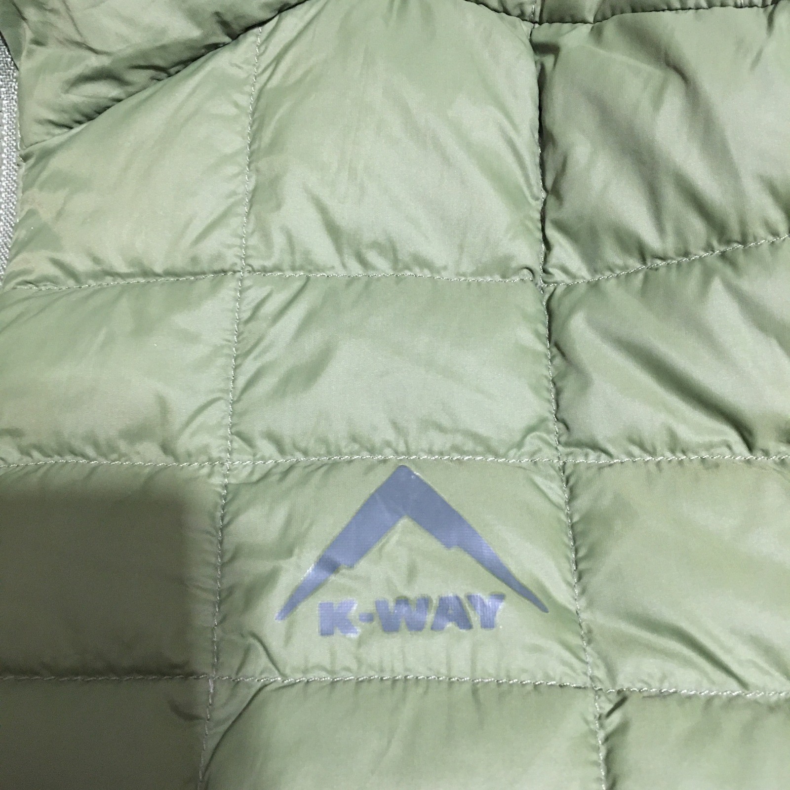 K-Way Puffer Jacket Mens Medium Olive Green Quilted Down Full Zip