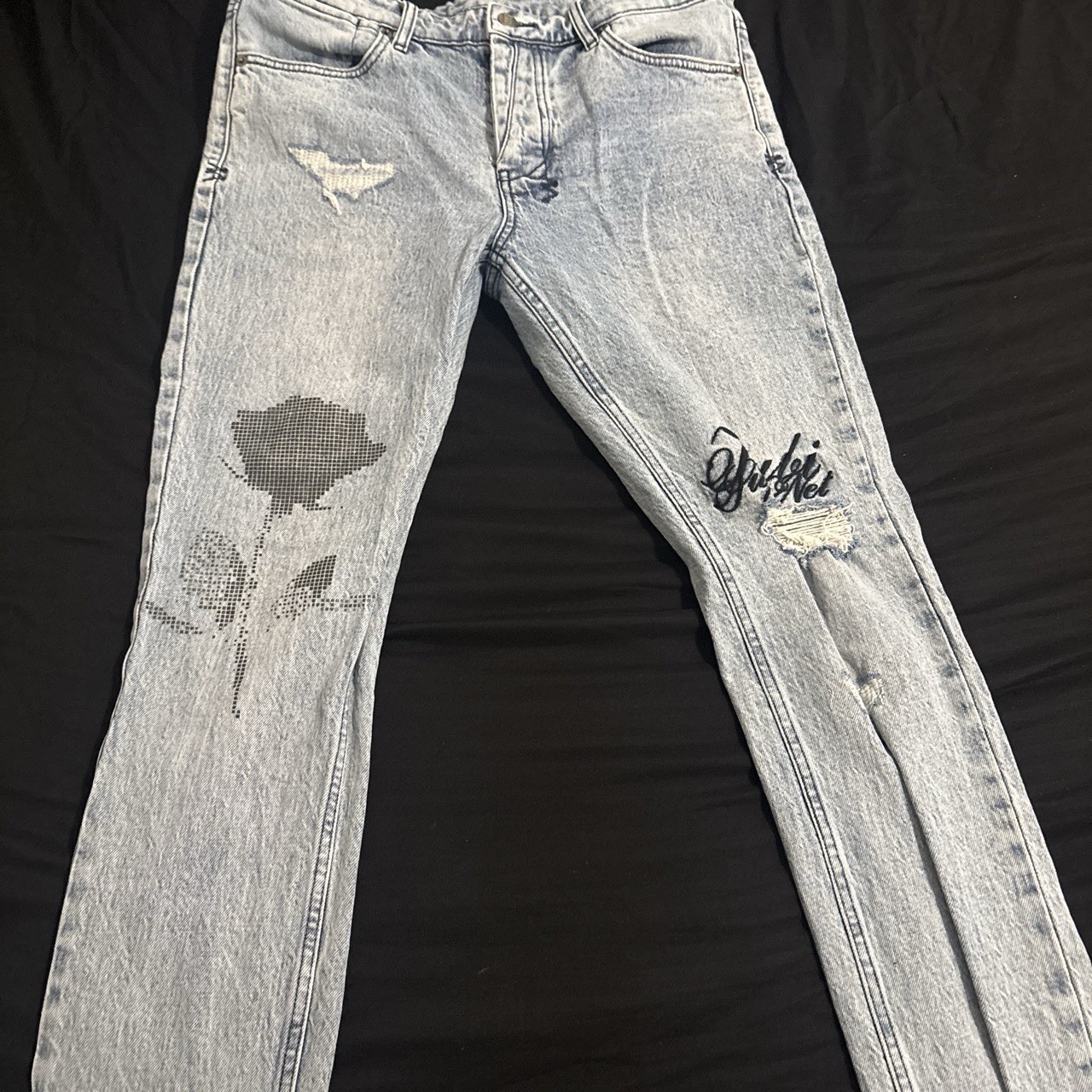 Men’s Light Wash Skinny ksubi Distressed Denim Jeans sz 34
