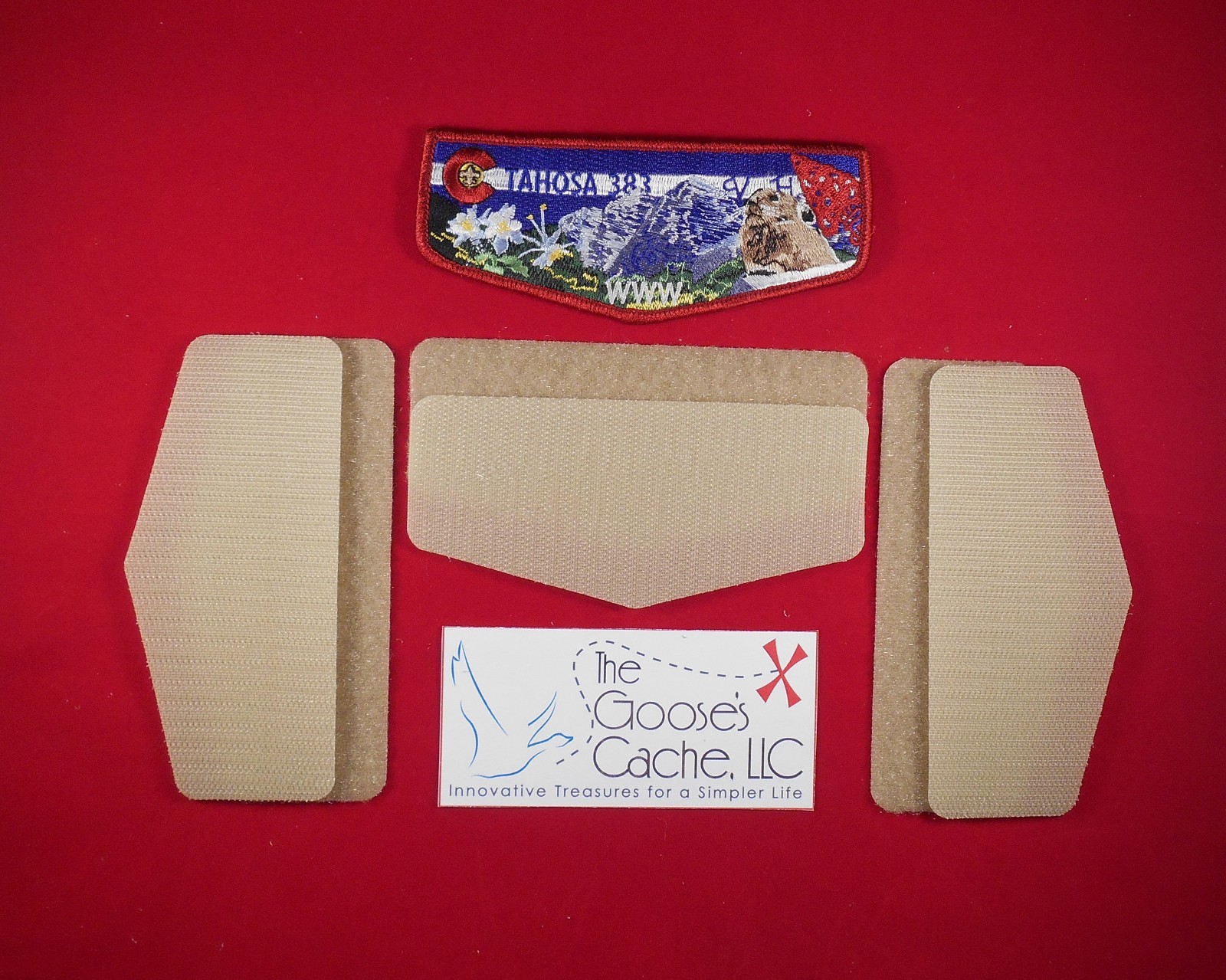 Tan Sew-on Hook and Loop for Attaching Patches to Scout BSA Shirts