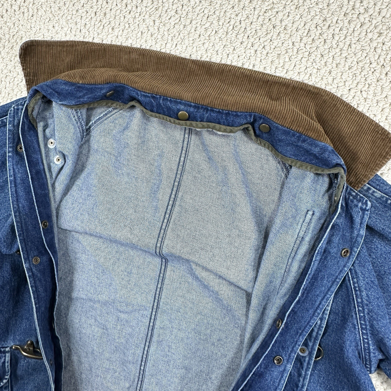 Vtg GAP Denim Jacket Oversized Fit Blue Fireman Lobster Clasp Outer Shell ONLY