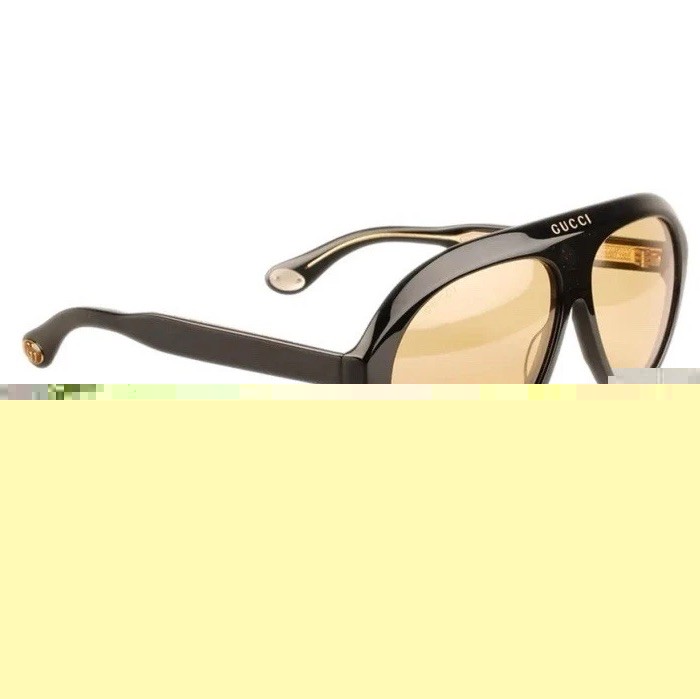 Gucci GG0479S Unisex Aviator Acetate Sunglasses Black Yellow Men And Women