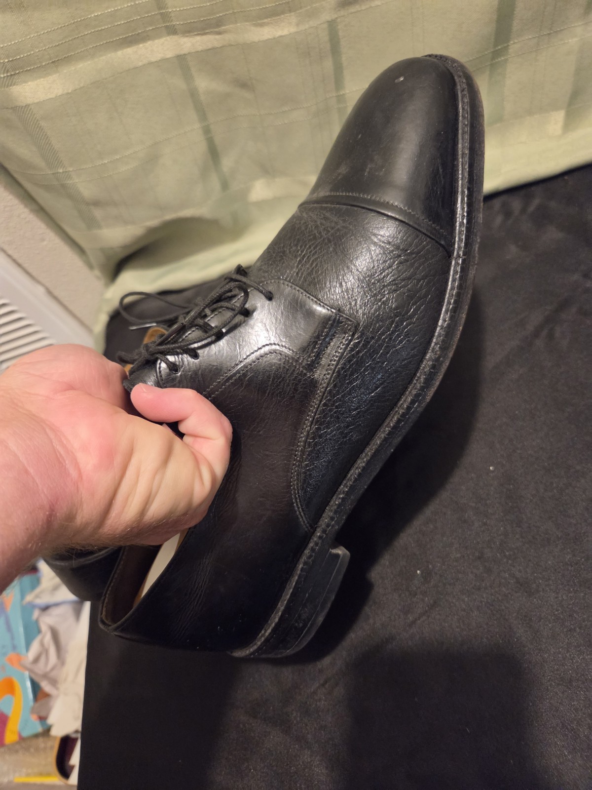 Johnston & Murphy Men’s Black Leather Cap Toe Lace-Up Oxford Dress US 11 M