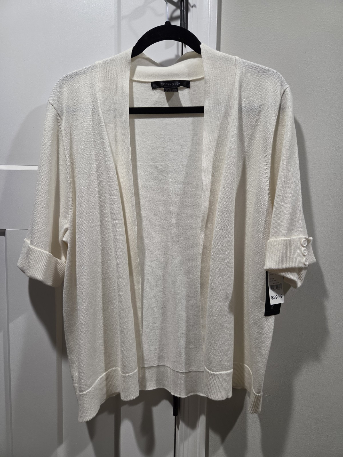 89th & Madison Shrug /Open-Front Cream Women’s 3x Cardigan Sweater New With Tags