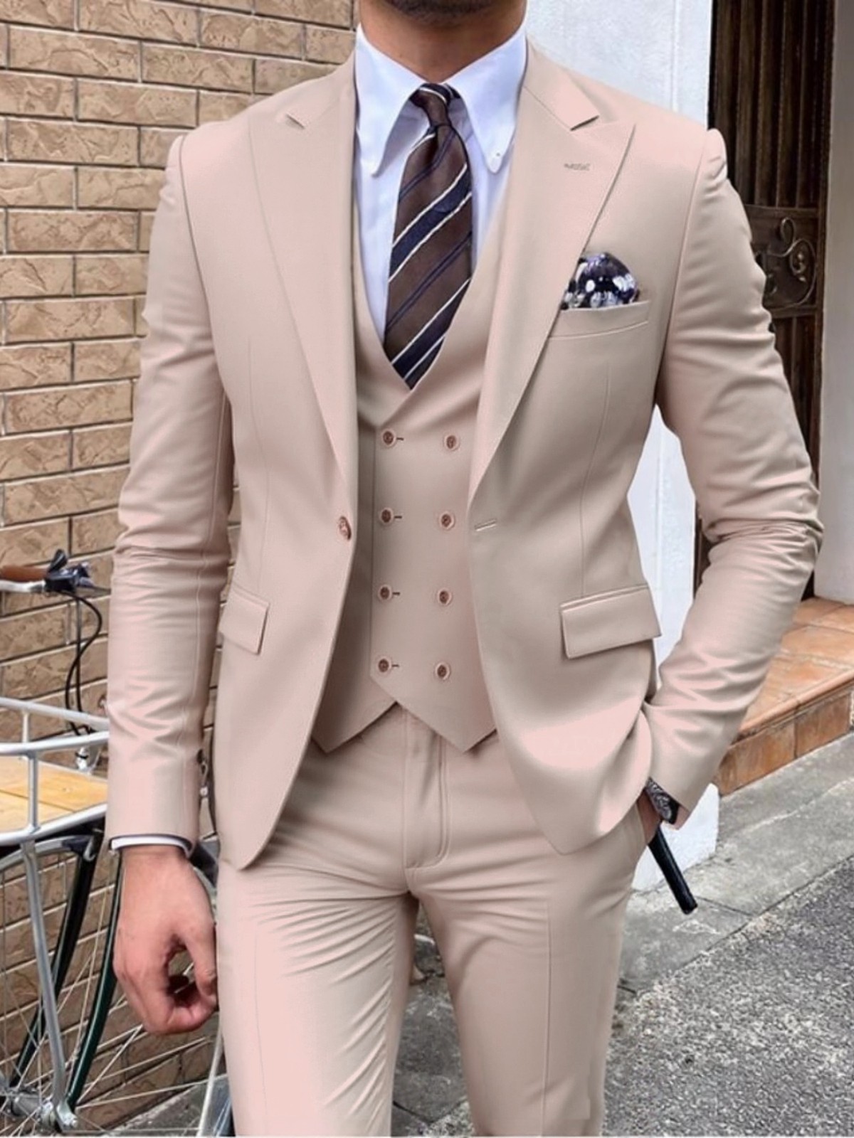 Men’s 3 Piece Wedding Suit Business Formal Blazer Vest Pant Set