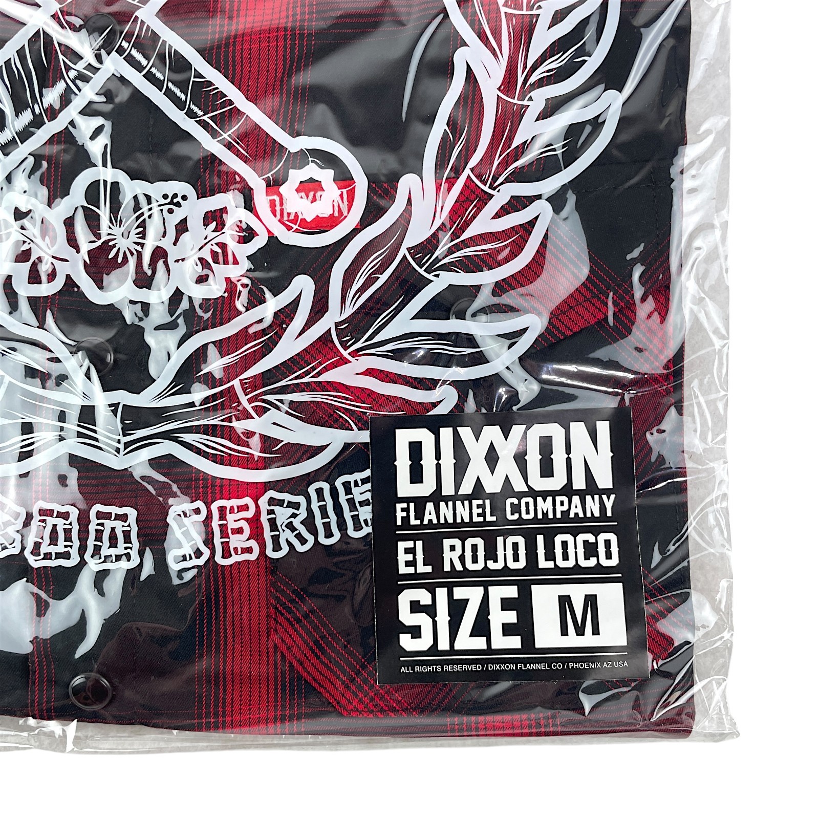 DIXXON Flannel “El Rojo Loco” Mens MEDIUM Red Black Plaid Bamboo Snap Shirt