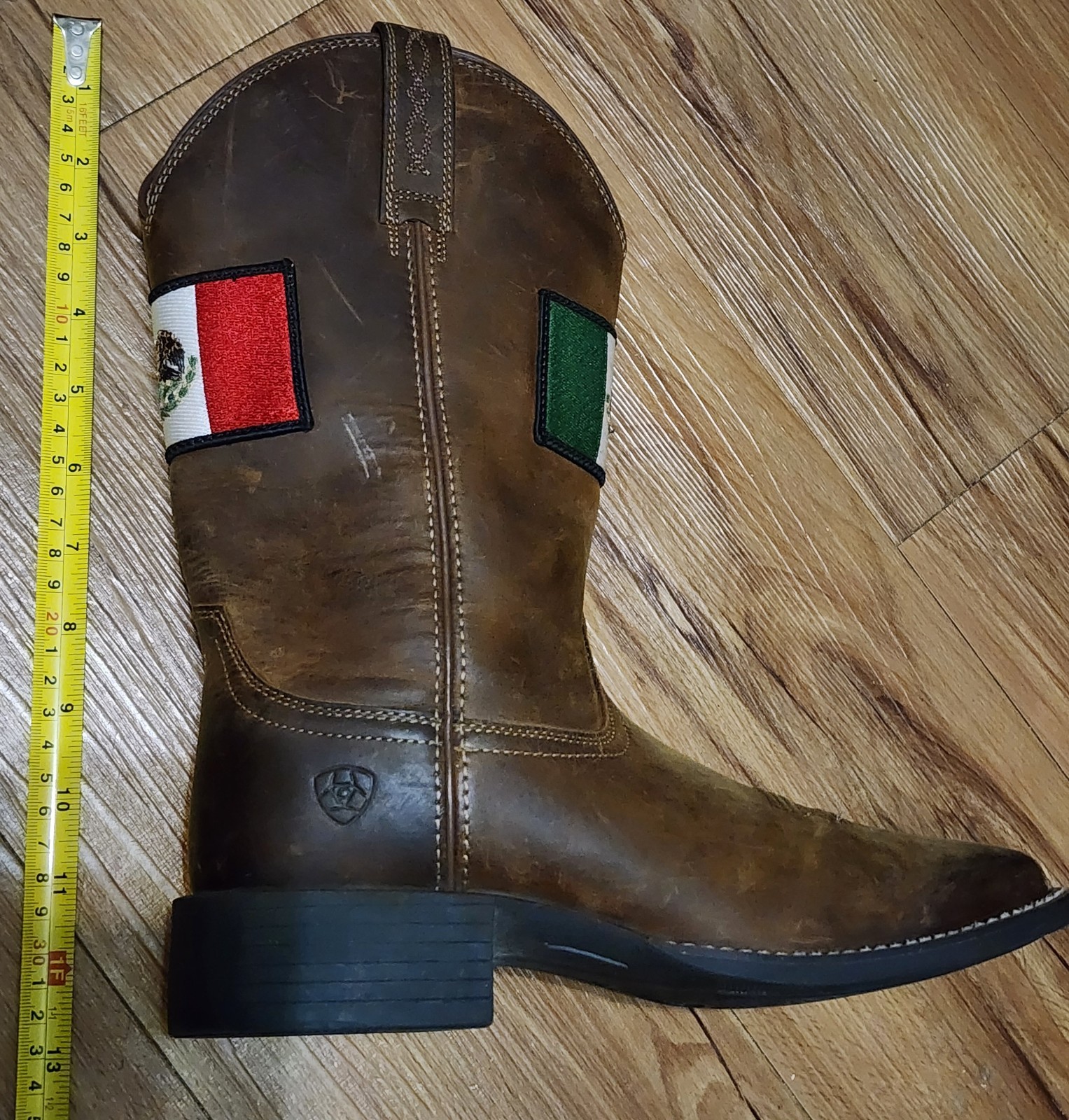 ARIAT Round Up Orgullo Mexicano Performance Western Distressed Square Boots 8 B