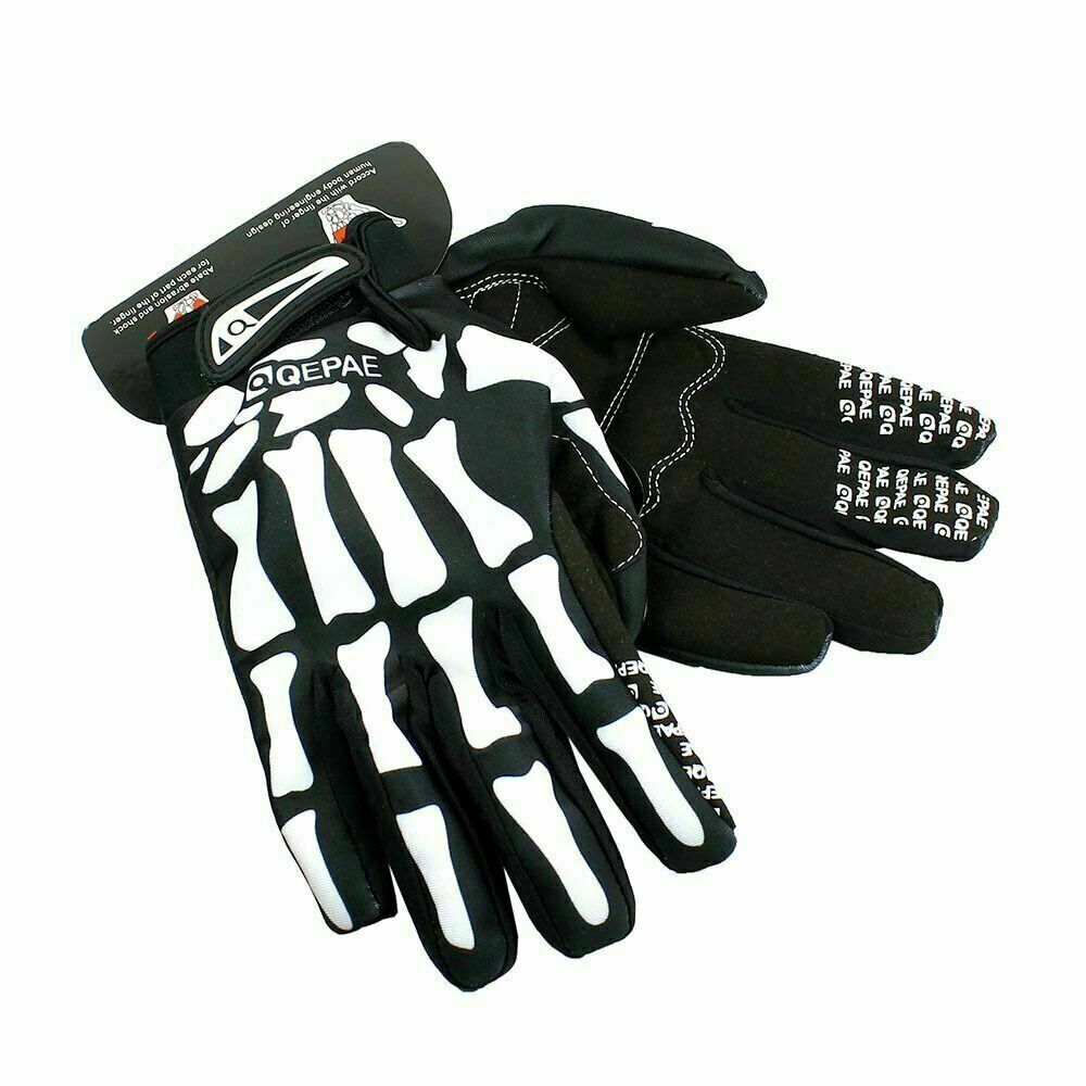 Full Finger Biker Skeleton Bone Gloves Racing Cycling Motorcycle Mechanics Goth