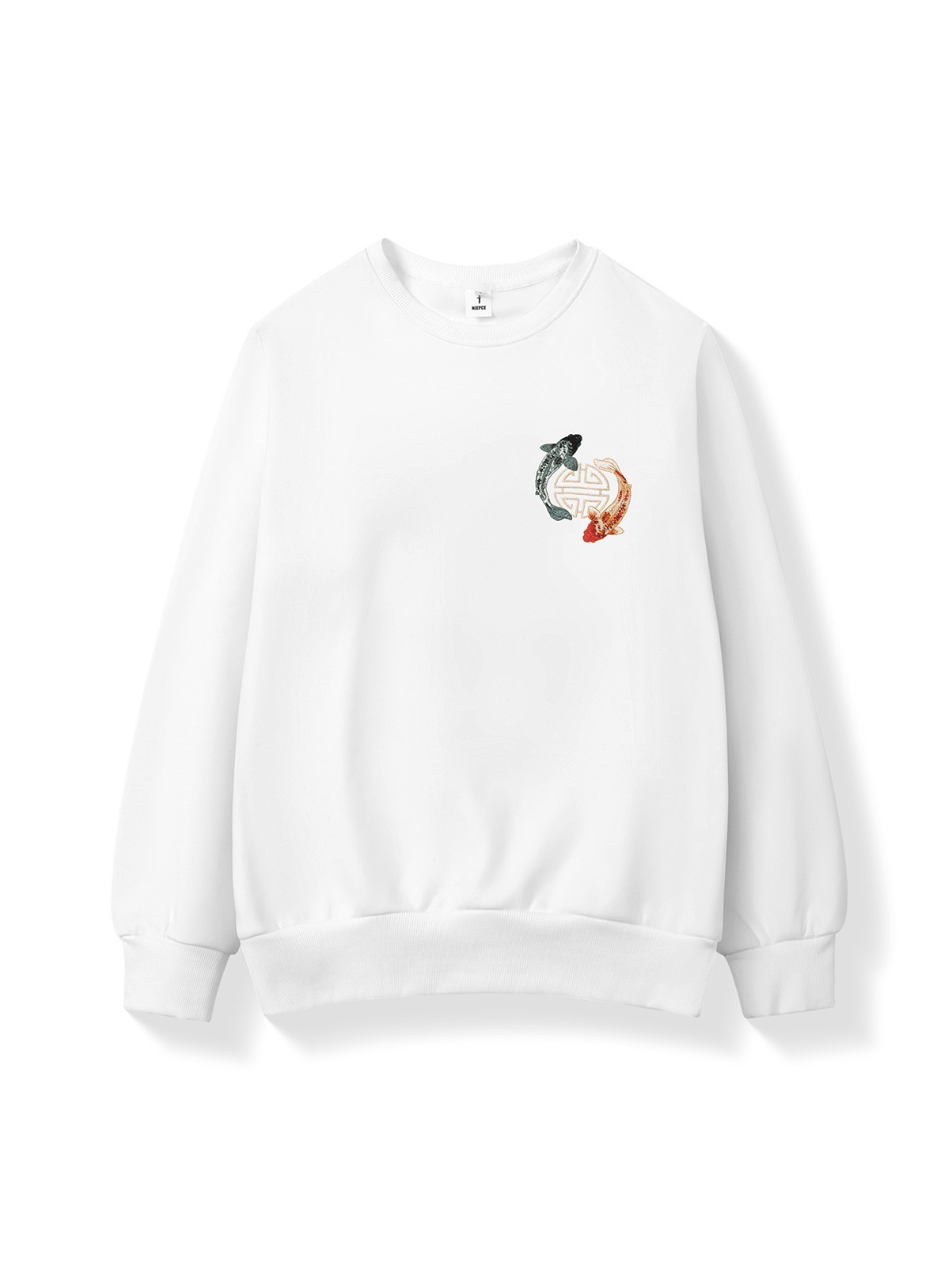 Niepce Men’s Japanese Streetwear Yin-Yang Koi Embroidery Graphic Sweater