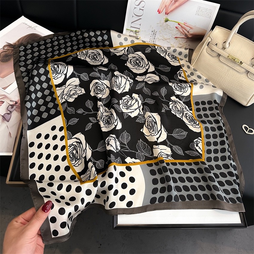 100% Silk-Feel Polyester Scarf 70x70cm Women’s Square Neck, Head, Hair Wrap