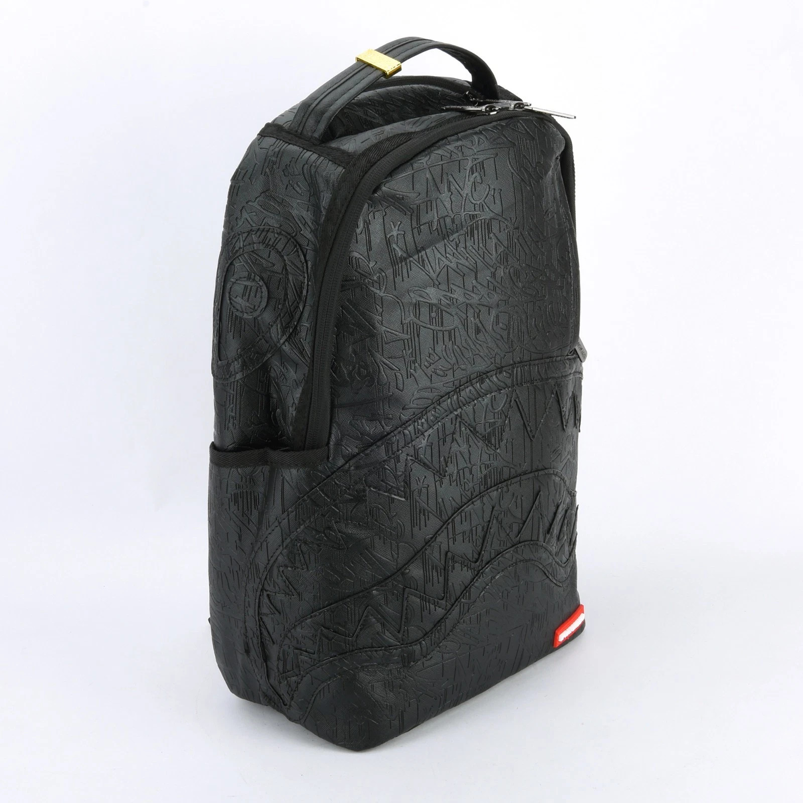 Sprayground Nightflight G800 Black DLXV Leather Shark Zipper Backpack Bag
