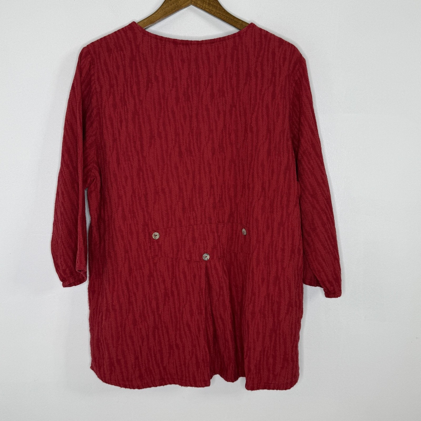 Soft Surroundings Tunic Shirt Womens 2X Red Textured Button Front Pocket Top