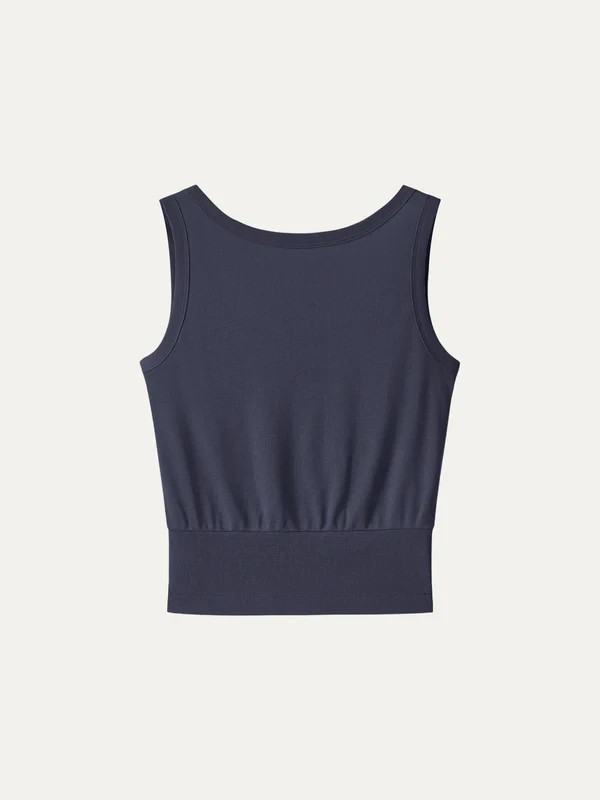 OGL Cotton-Linen Blend Reversible Boatneck Low Back Top