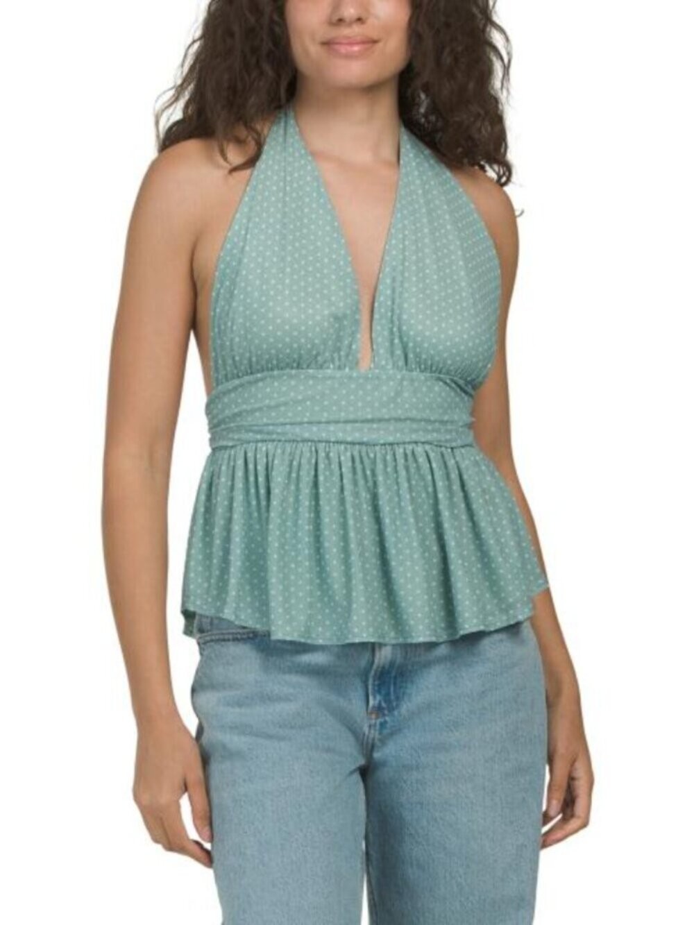 21 SAINTS V-neck Polka Dot Mesh Top Size Medium