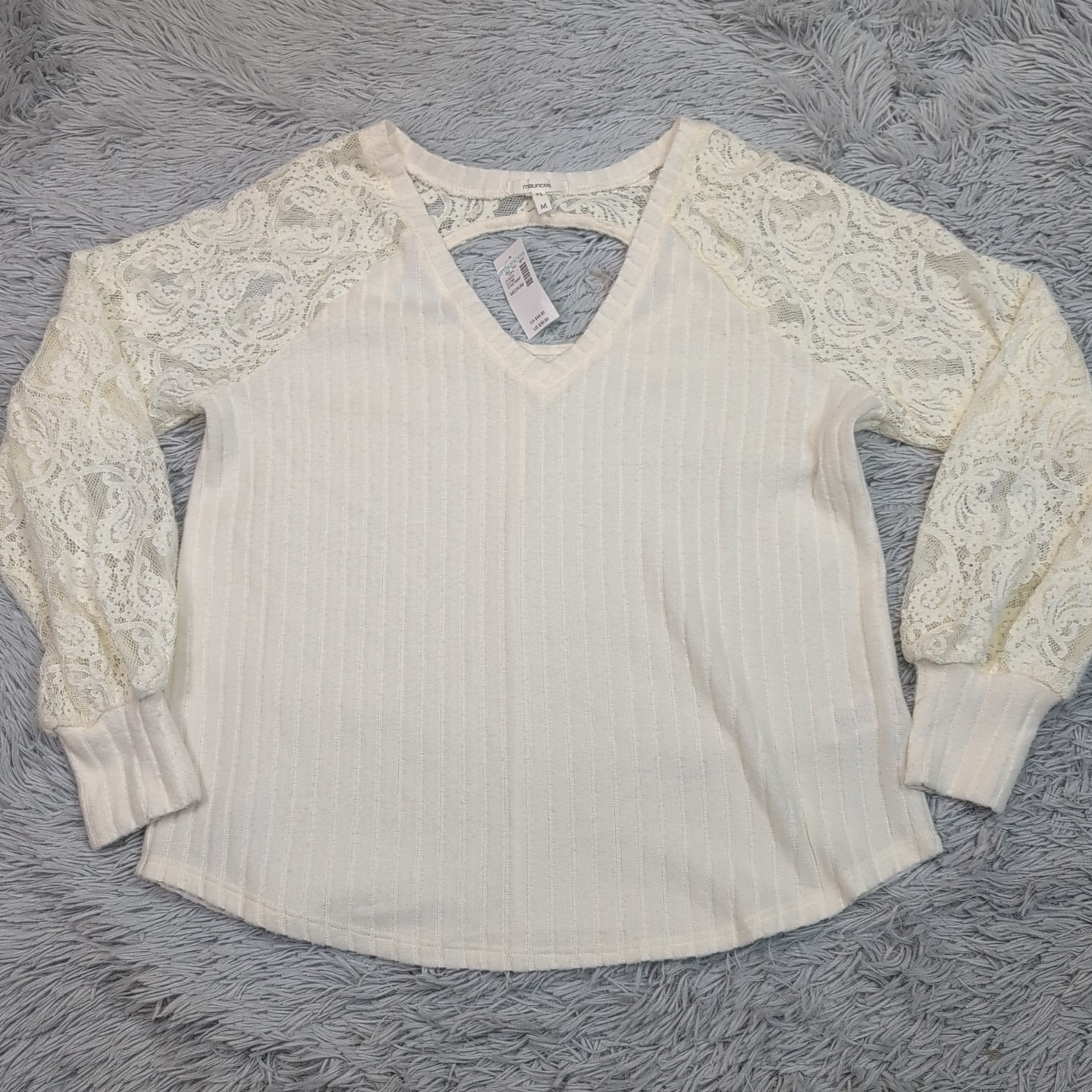 Maurices Shirt Womens M Lace Blouse Top Lightweight Casual Preppy Comfort New