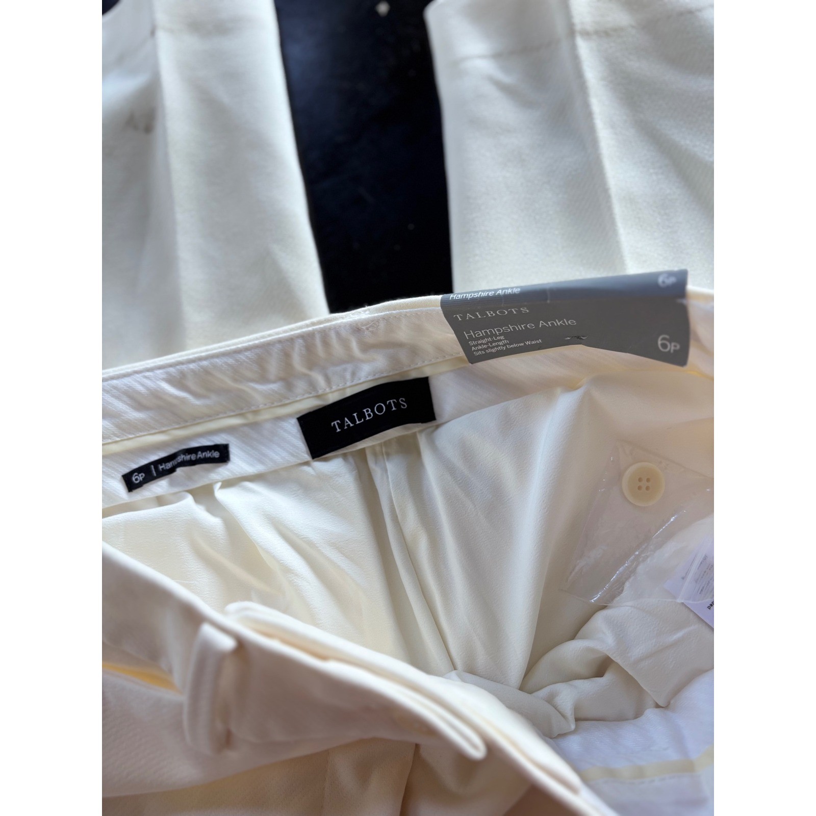 Talbots Hampshire Ankle Pants Ivory White Straight Leg Stretch Trousers 6P NEW