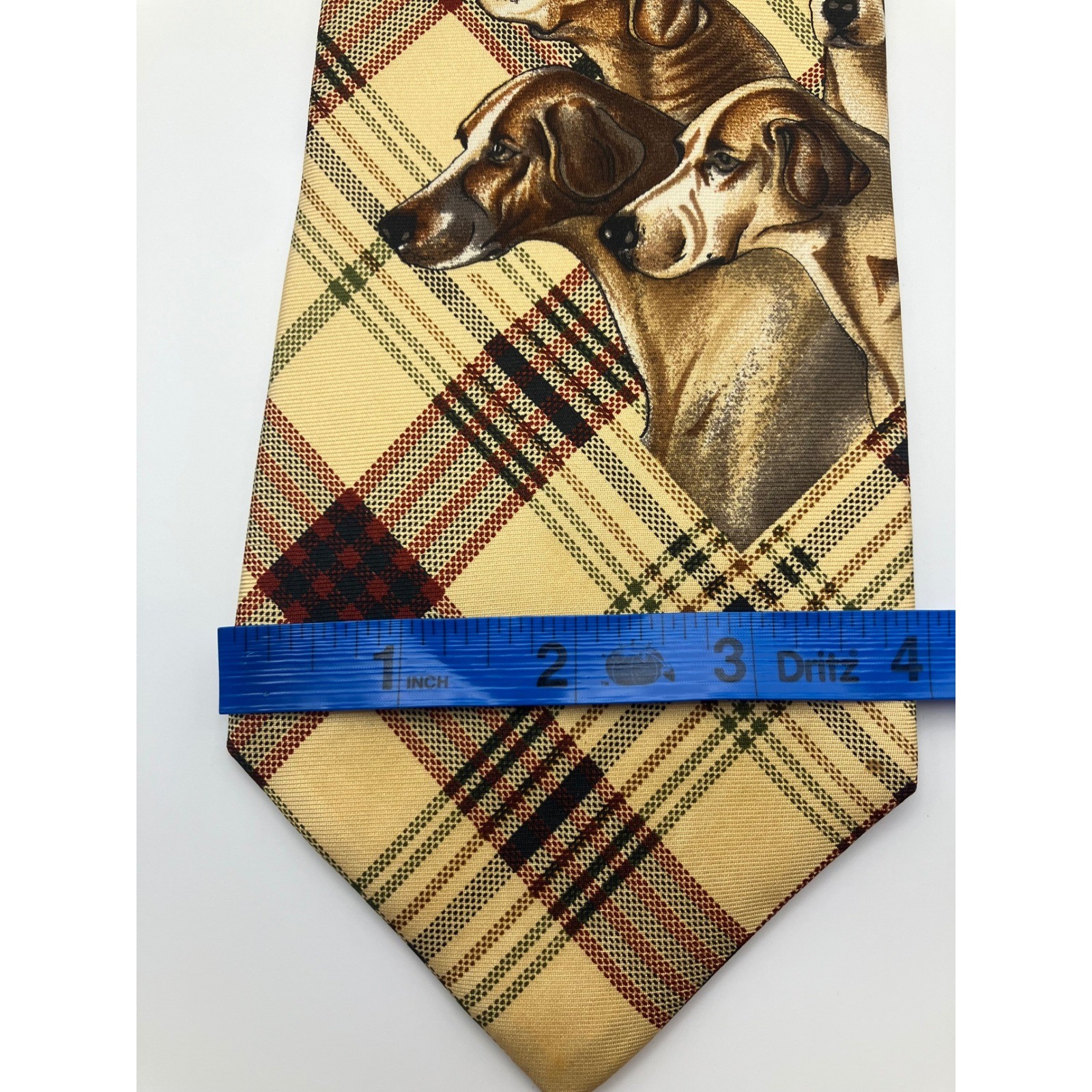 Sporting Colours Alexander Julian Hunting Dog Print Plaid Necktie Outdoor Money
