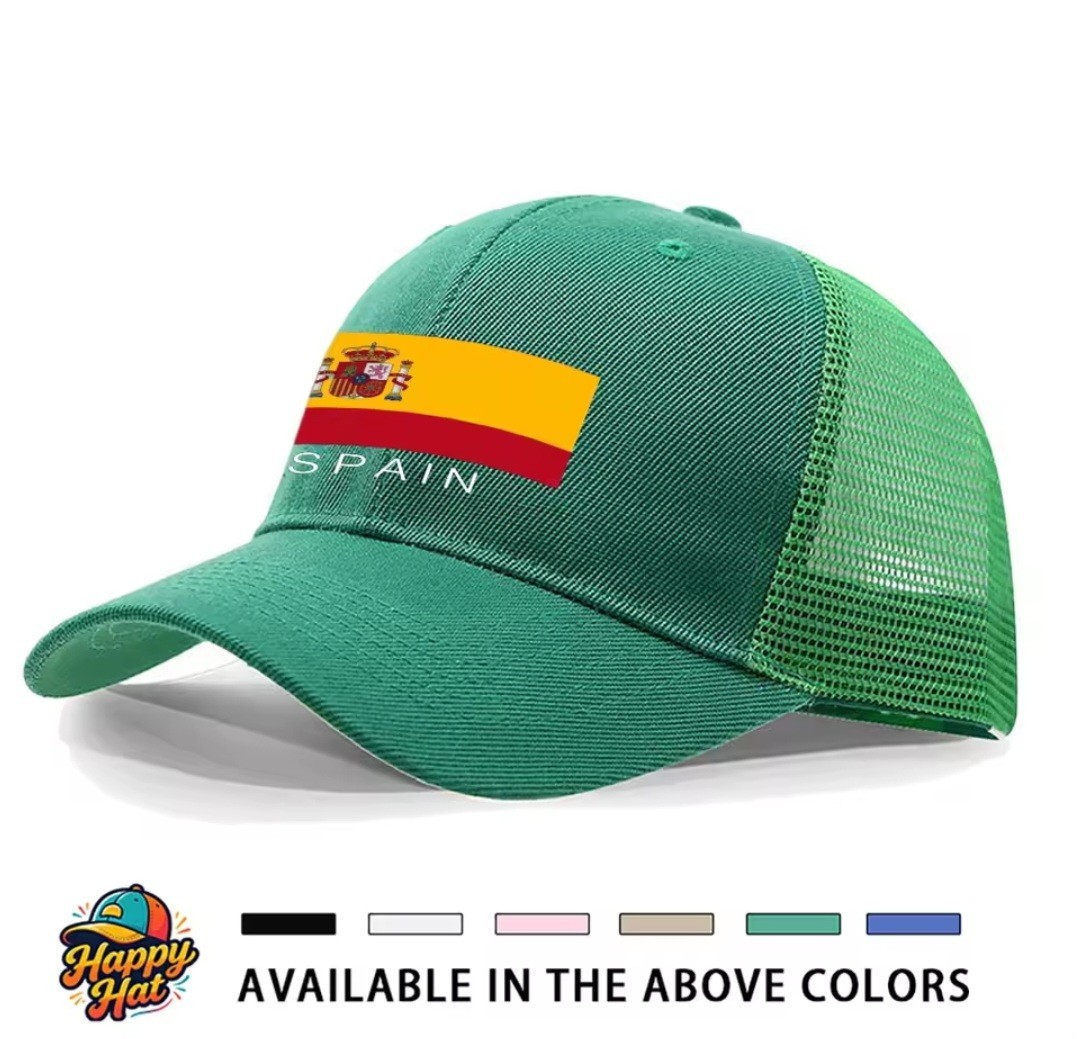 Happy Hat Spain Flag Trucker Hat Black One Size Adjustable Mesh Back Cap