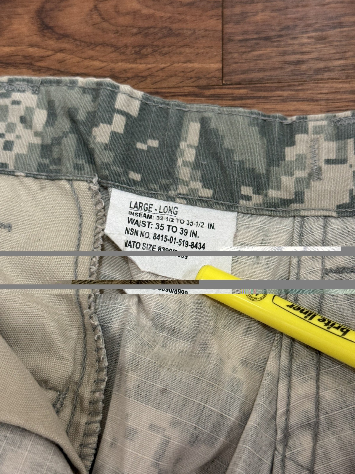 US Army ACU UCP Digital Camo Cargo Pants Large Long Ripstop Military Used