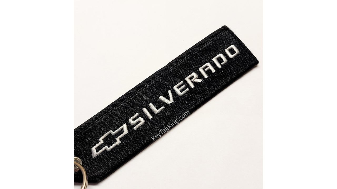 CHEVY or SILVERADO Keychain Embroidered Fabric Key Tag Chevy Accessories
