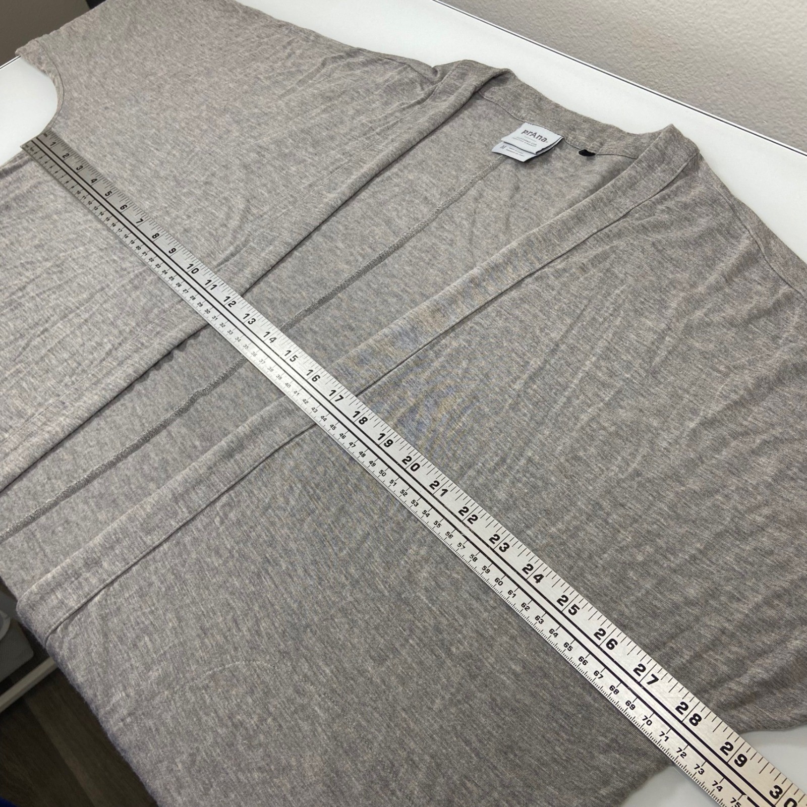 prAna Womens Medium Gray Open Front Cardigan Tencel Modal Dolman Pockets Wrap