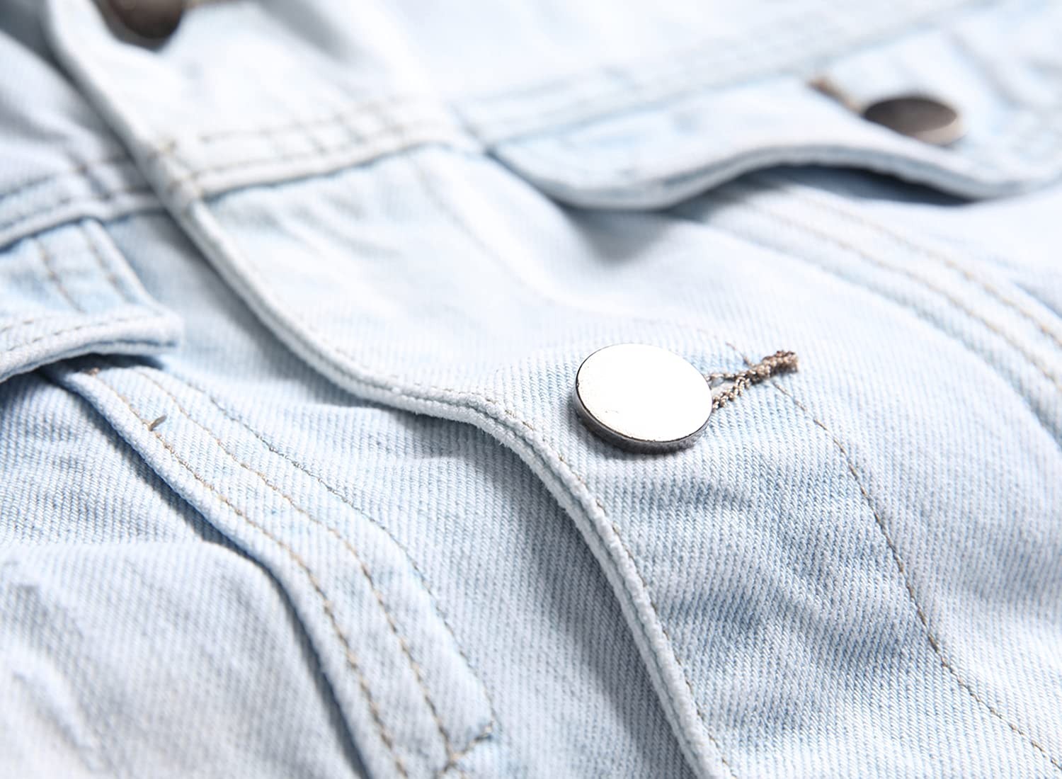 Men’s Distressed Ripped Slim Fit Denim Jacket Casual Button Up Trucker Jean Coat