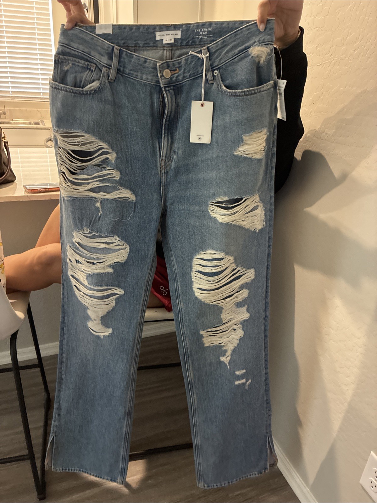 Good American Women’s Size 12 Super High Rise Straight 36 In Inseam New With Tag