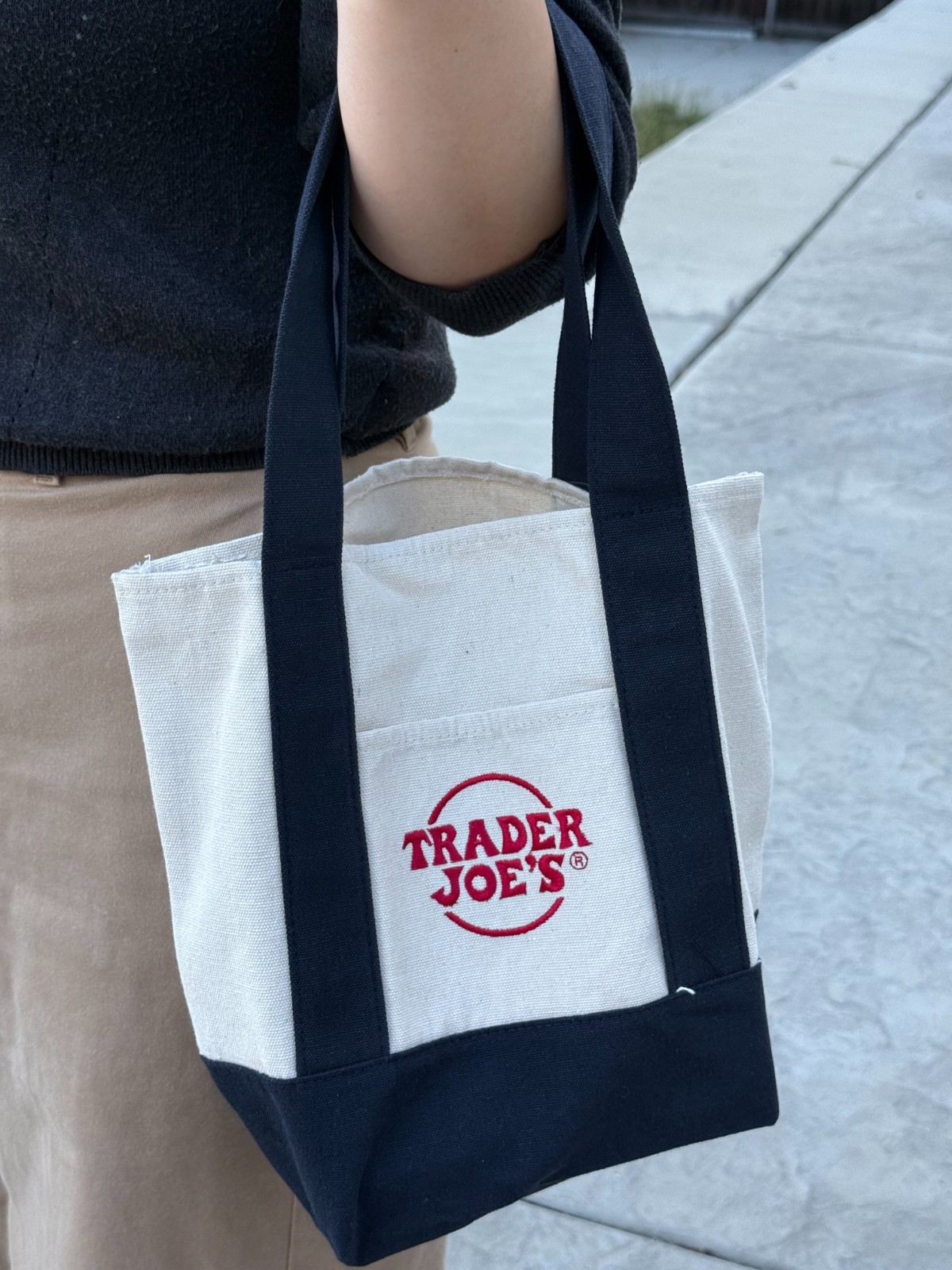 Trader Joe’s Mini Canvas Tote Bag Blue Reusable Limited Edition NWT
