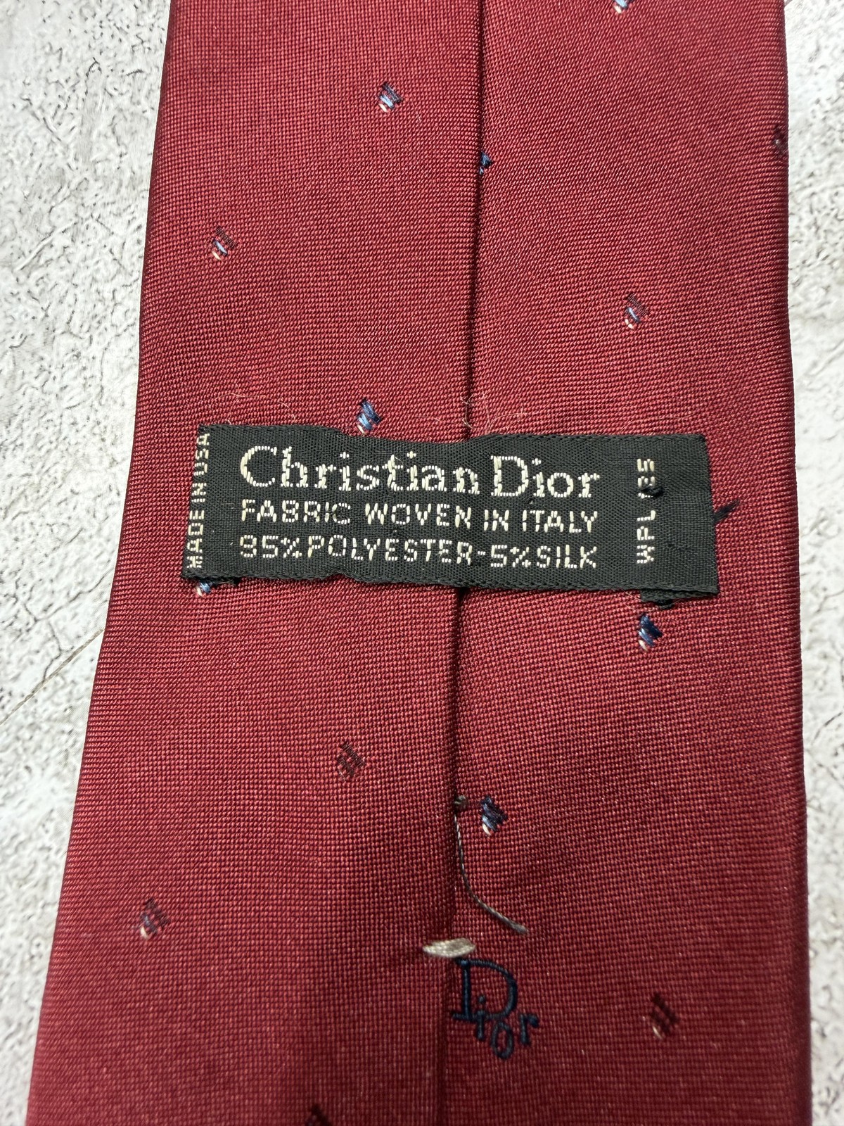 Christian Dior 95% Polyester-5% Silk Tie Mens One Size Red Polka Dot Necktie VTG