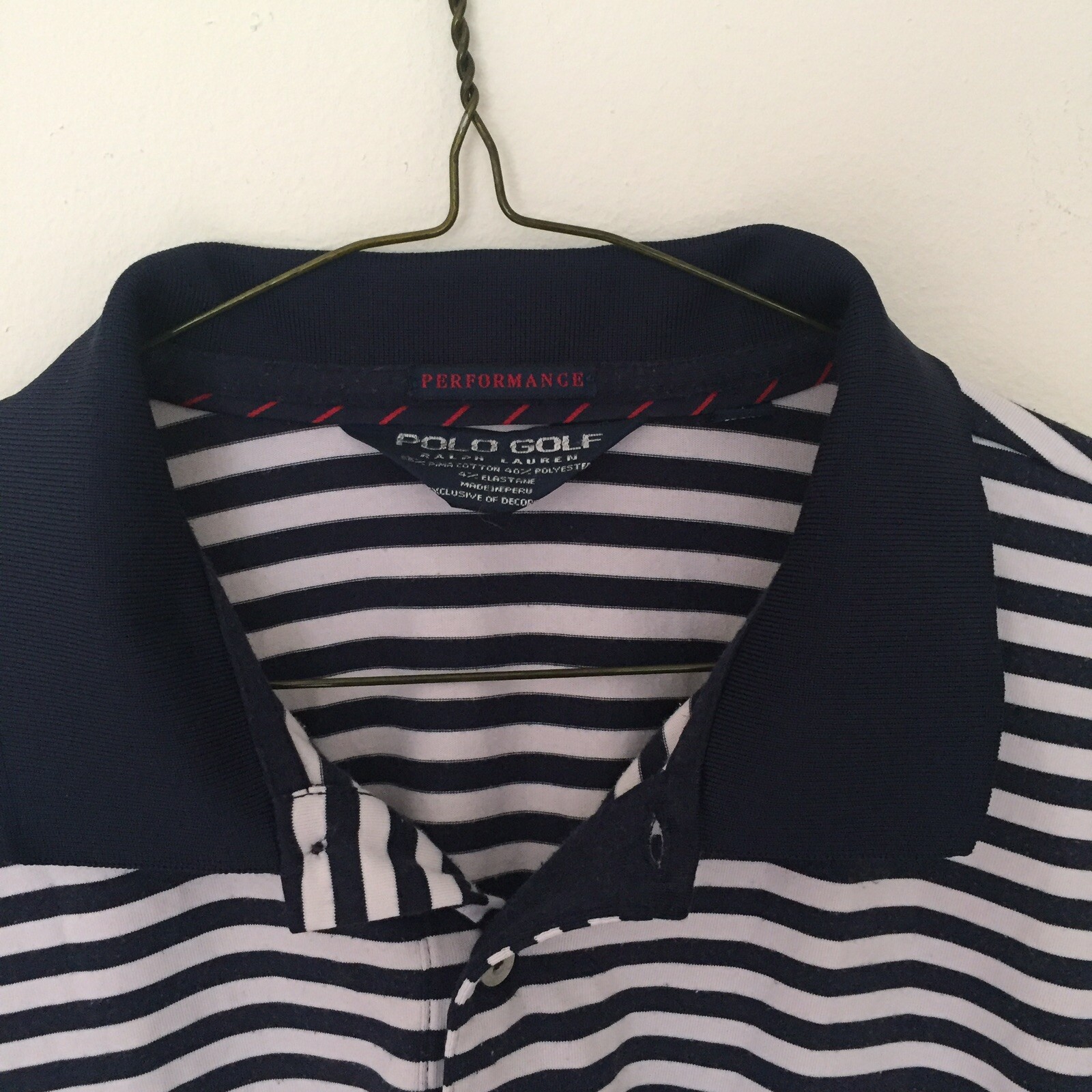 Ralph Lauren Polo Golf Performance Polo Shirt Mens XL Blue, White Sripes