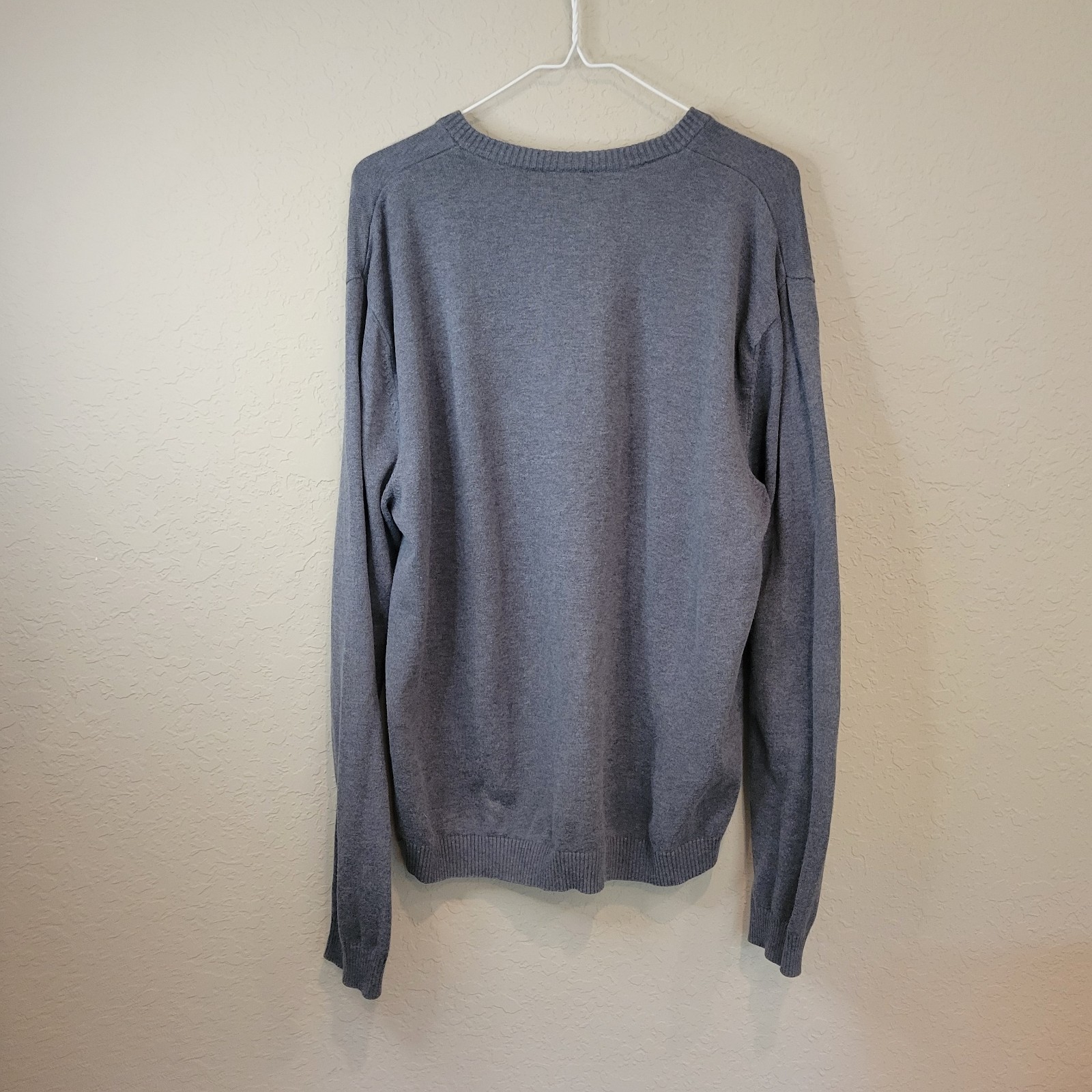 Vintage Lacoste V-Neck Sweater Grey Size 6/Large Cotton Pullover Made in Tunisia