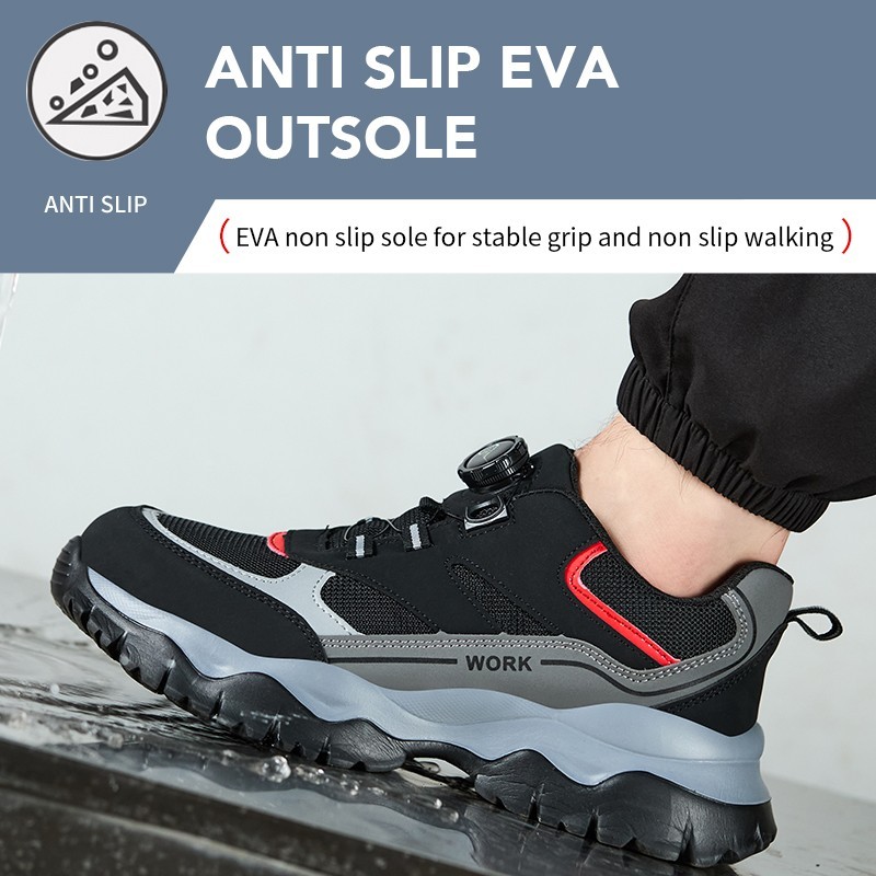 New Rotating Button Safety Shoes Men Steel Toe Sneaker Puncture Proof Work Shoes