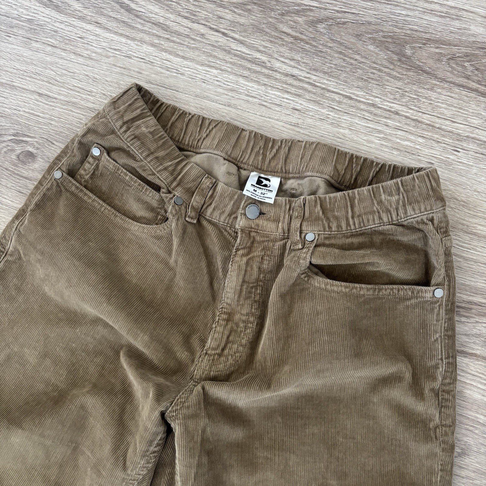 Bearbottom Brown Corduroy Stretch Tag M 32” 32×30 Elastic Waist Outdoor Pants