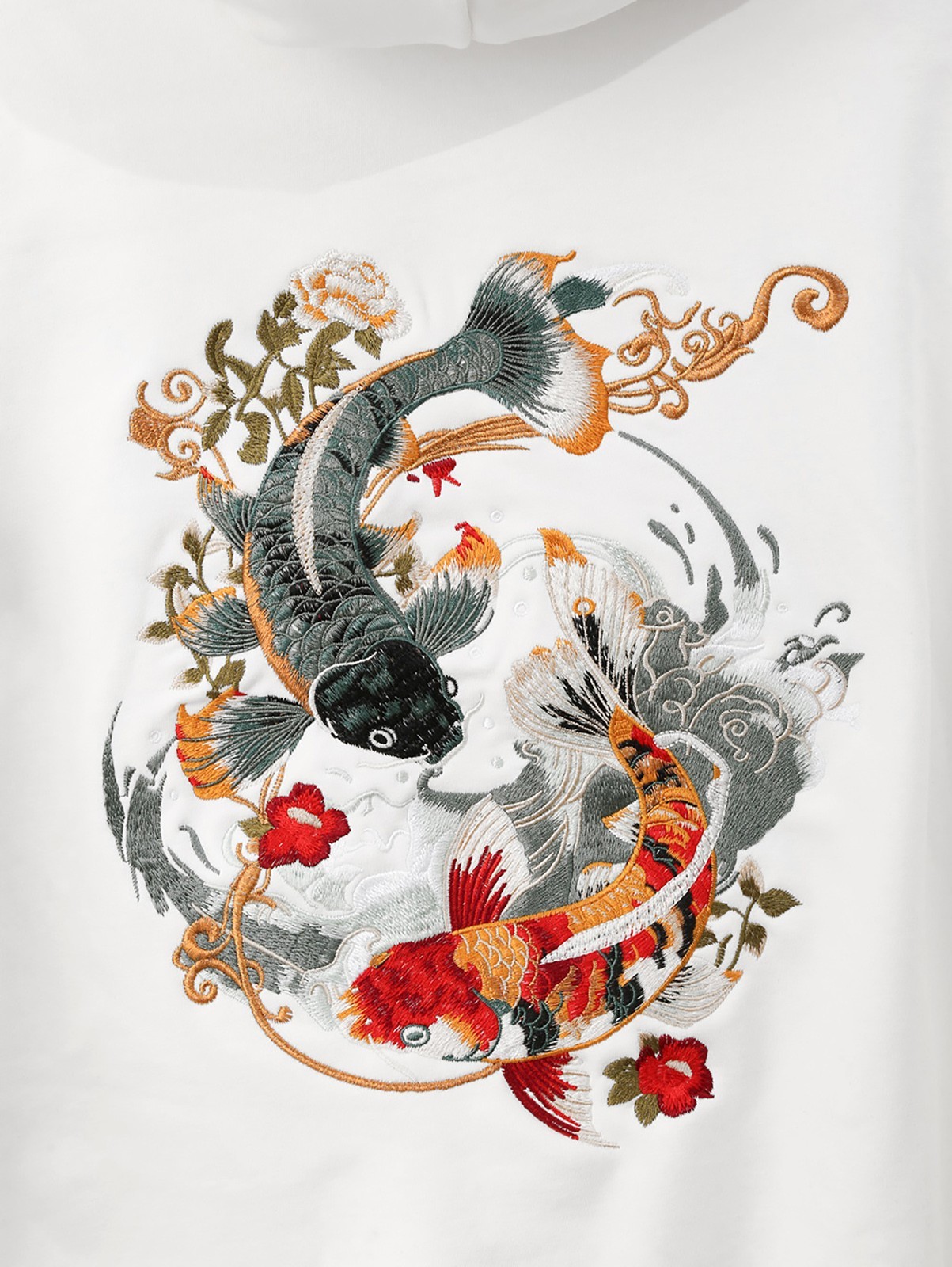 Niepce Men’s Japanese Streetwear Yin-Yang Koi Embroidery Graphic Sweater