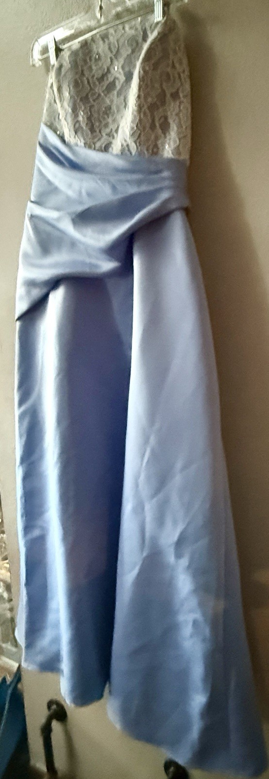 MORI LEE BLUE/WHT. LACE TAFFETA BRIDESMAID/PROM GOWN JUNIORS SIZE 15/16~NWT