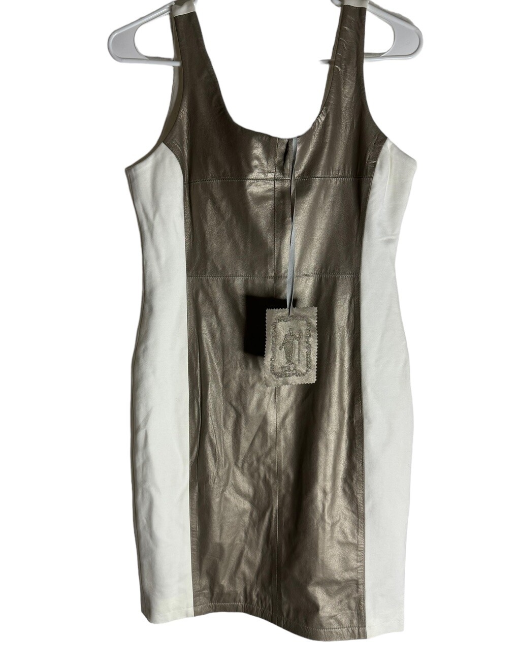 NWT My tribe Leather front tank dress Size Medium $210
