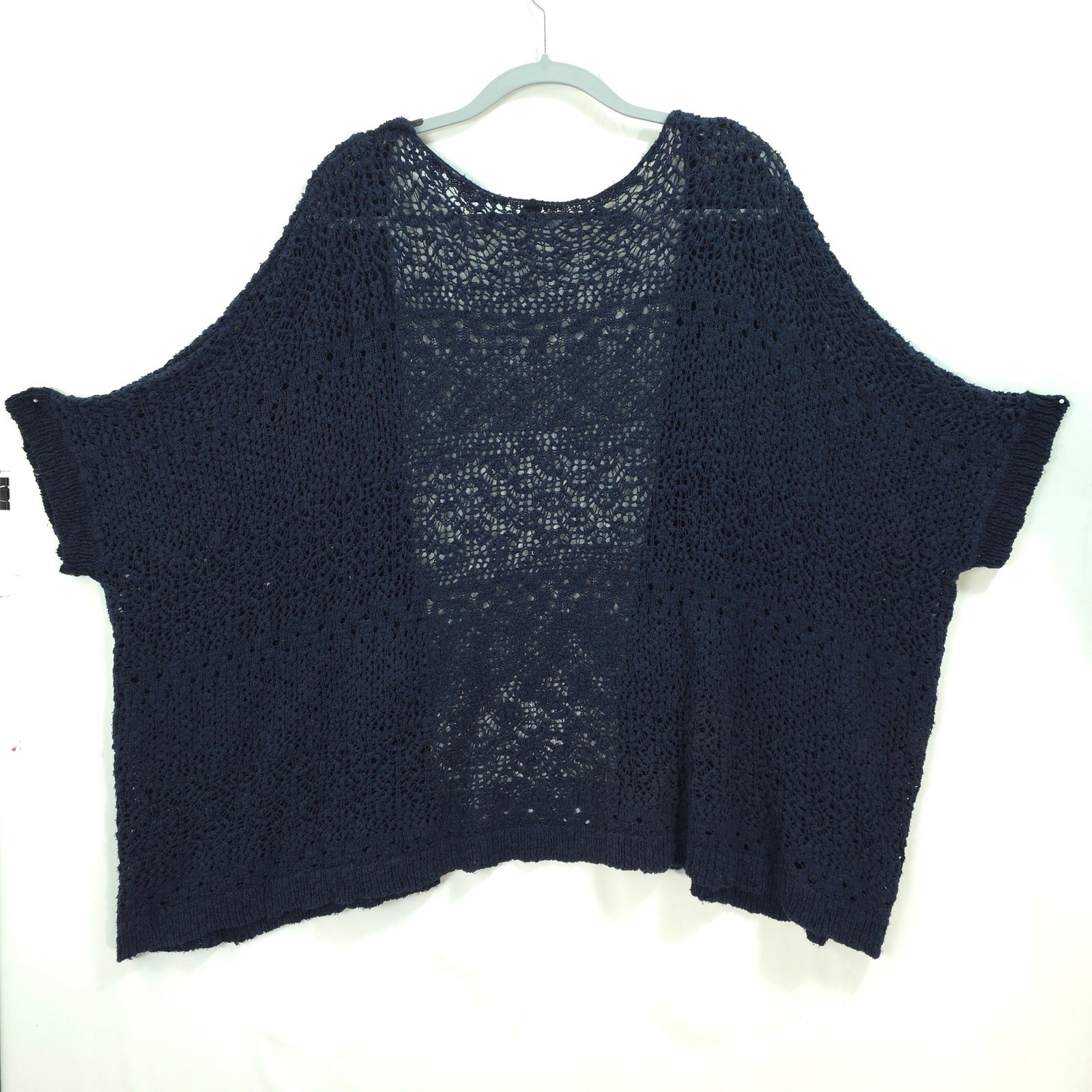 Aeropostale Cardigan Open Knit Crochet Women XL Blue Boho Shrug Layering