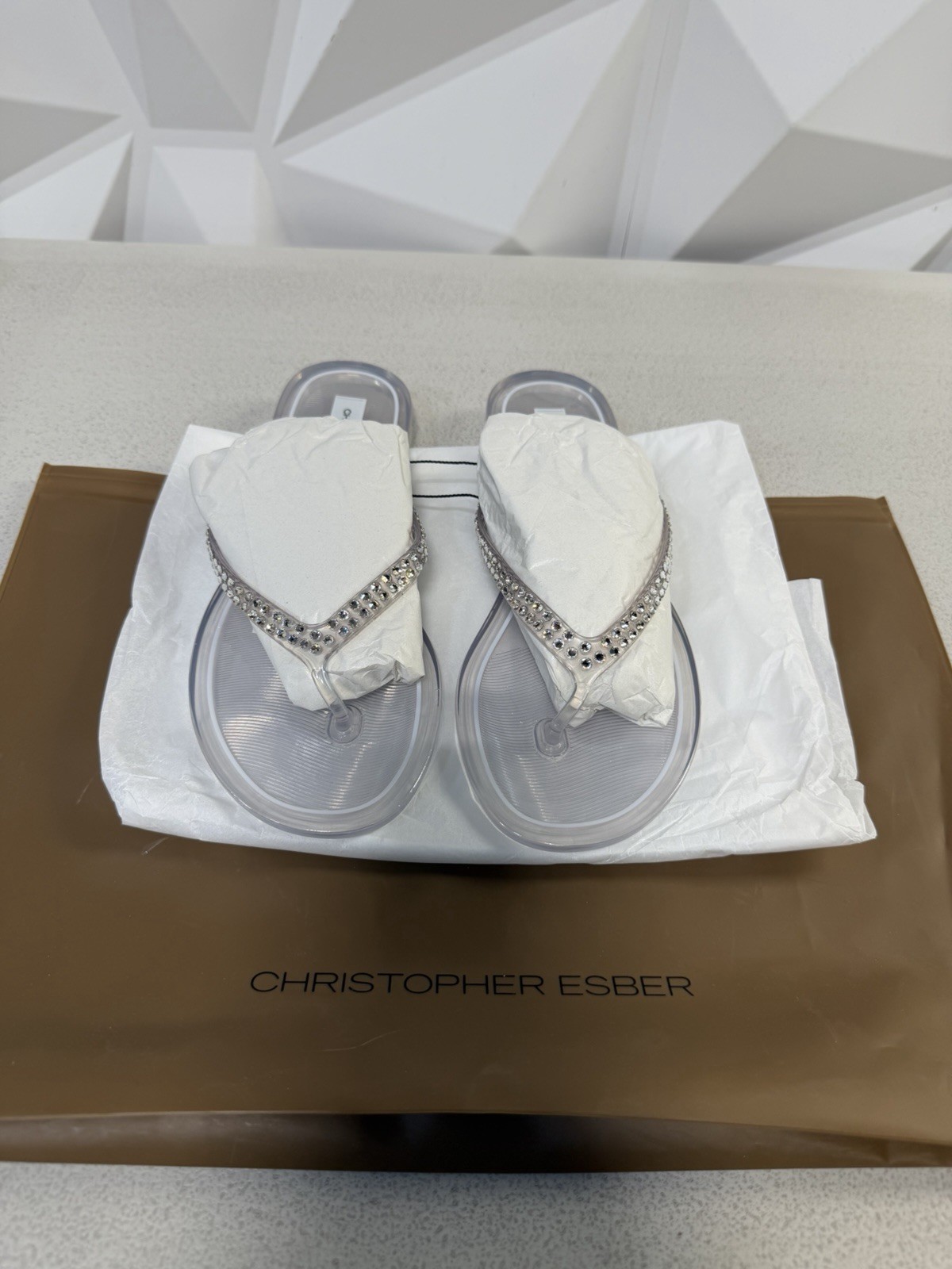 CHRISTOPHER ESBER JO CRYSTAL JELLY FLIP FLOPS Pick ur size 100%Authentic